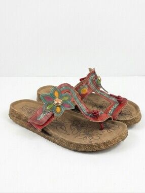 L'Artiste by Spring Step Akati Leather Floral Women's Sandals Size EU 39-US 8.5